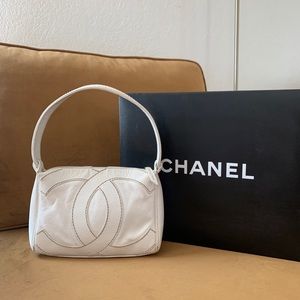 Chanel white hobo bag